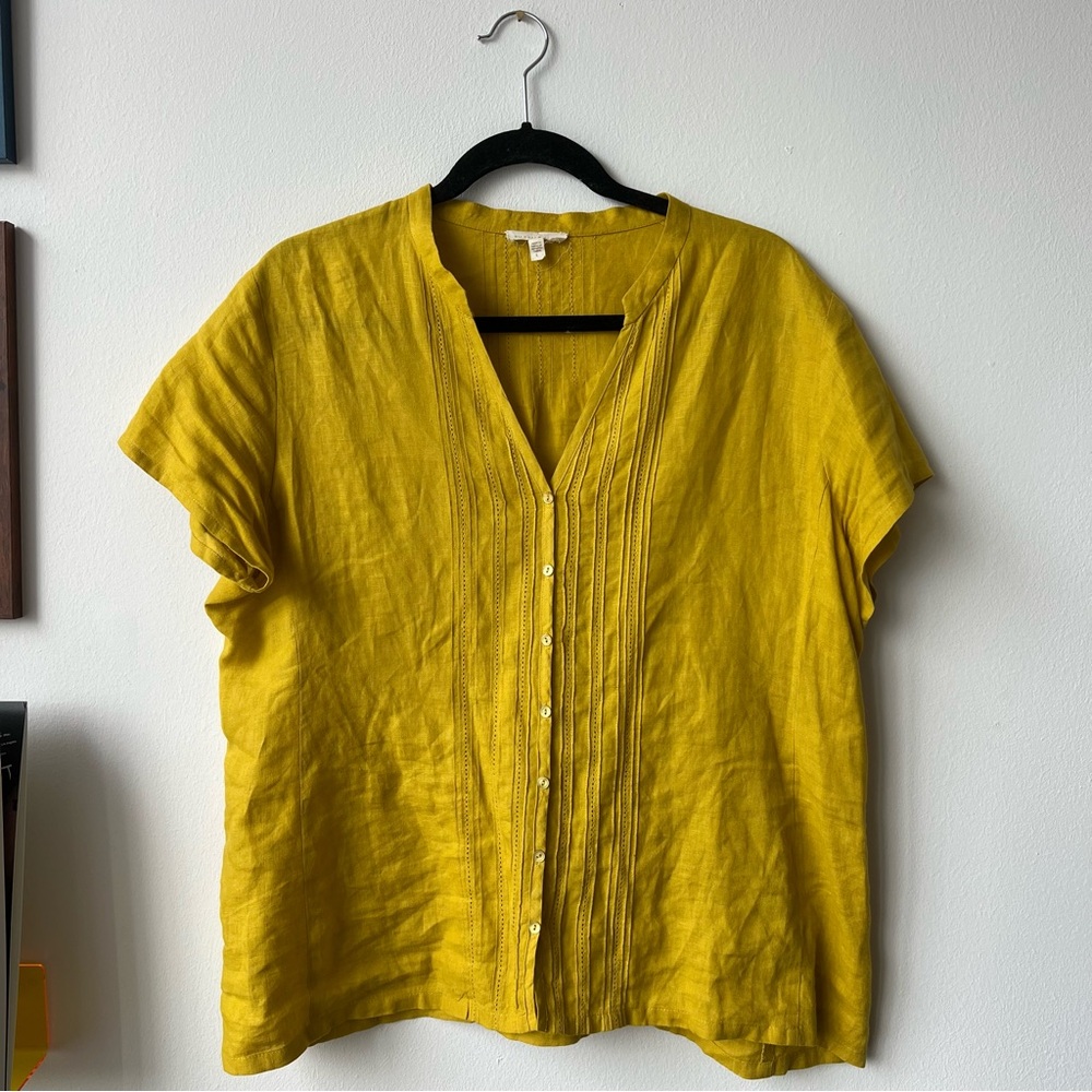EILEEN FISHER LINEN BUTTON DOWN BLOUSE